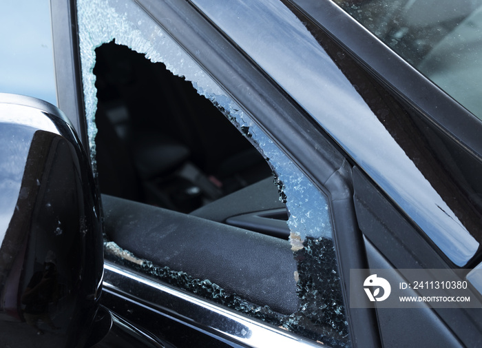 the broken vent glass of a car