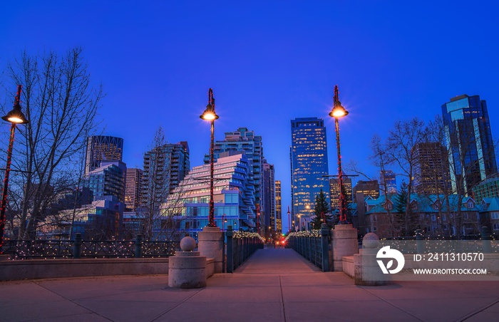 Calgary Park Walkway Illuminated With Lights At Night