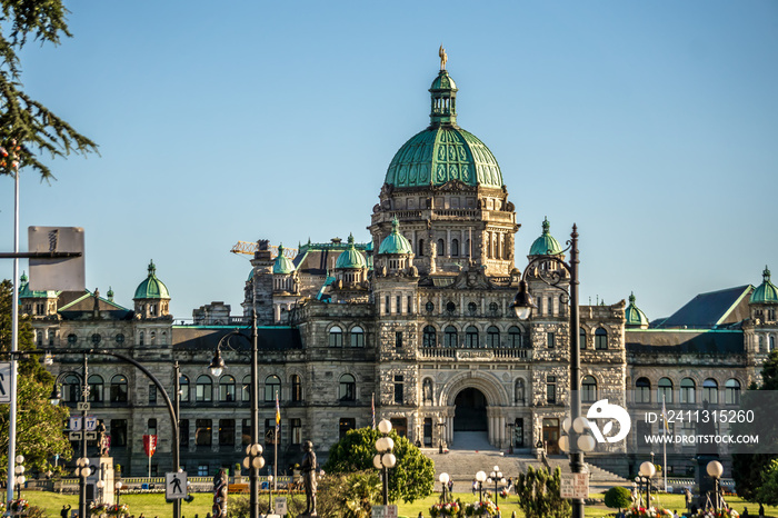 Parliament and city park. Vicotoria is a famous tourist destination in Vancouver Island.