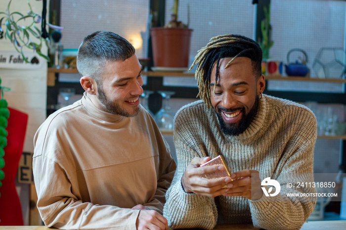 Man giving gift to friend