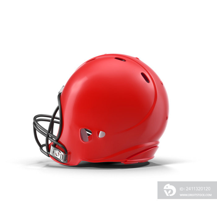 3D red football helmet equipment sport american team object accessories back side angle