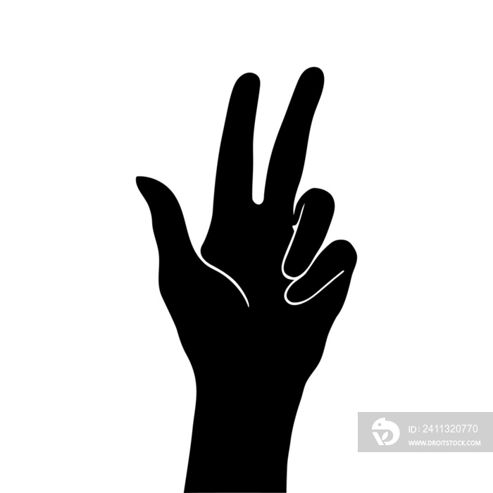 Hand gestures. black hand gesture like a silhouette or shadow of hands. human body movement illustrations in black.