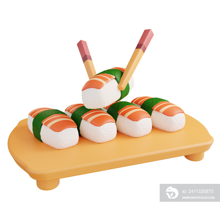 3D illustration of delicious sushi