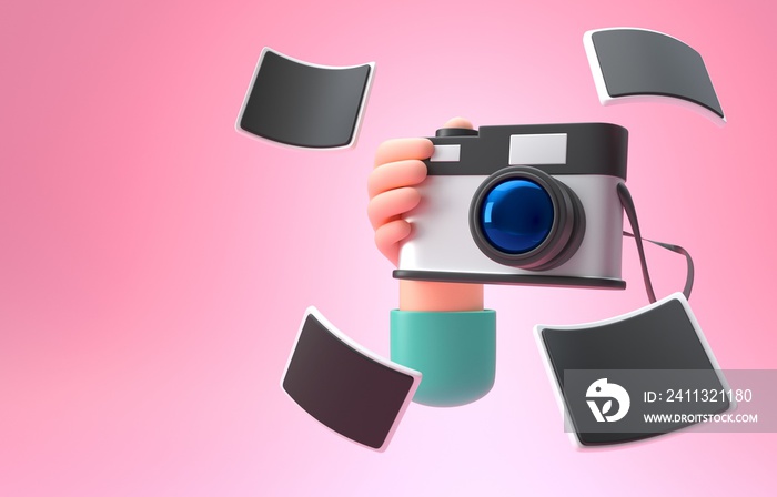 Isolated Photo Camera. 3D Illustration