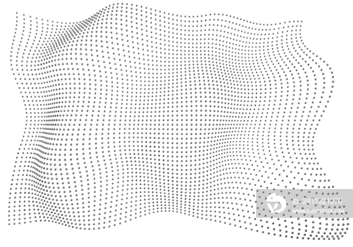 Halftone pattern  - 3d abstract shape design  - curved rectangle