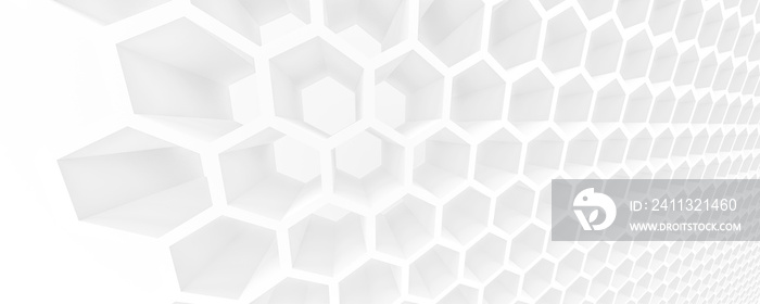 white honeycomb tridimensional background, 3d illustration