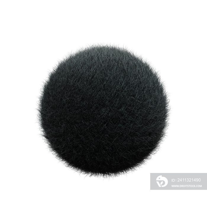 black ball Fur 3D element render, Typography fluffy style