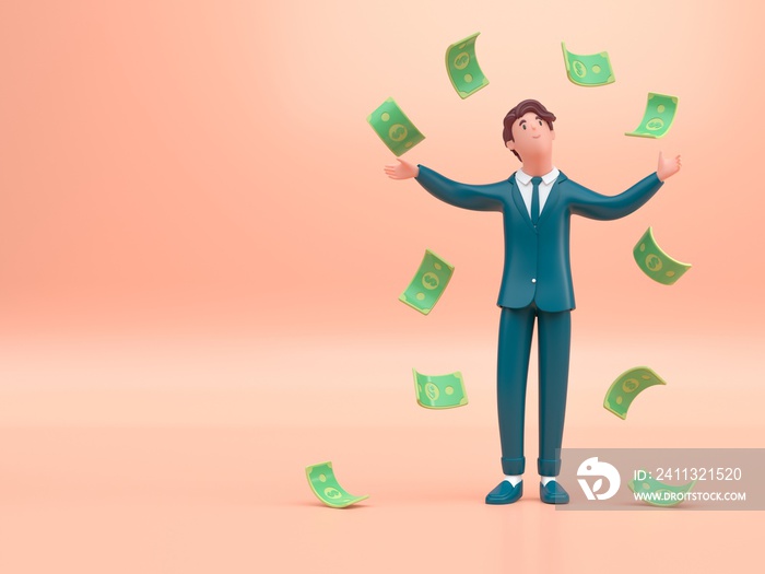 Business Man with Money. 3D render