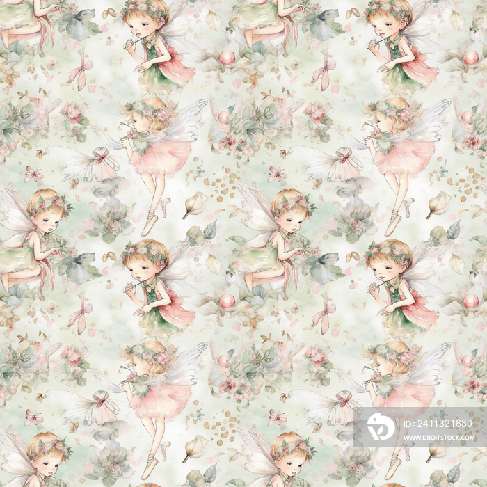 watercolor flower seamless pattern in pastel colors, floral paper for scrapbooking