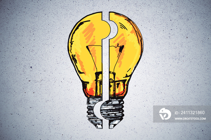 Drawing yellow light bulb puzzle