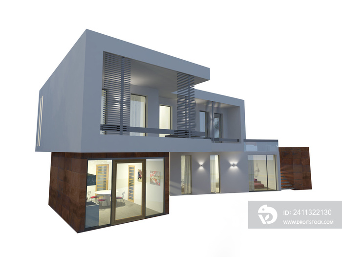 Real estate sale concept new house in project. 3d rendering