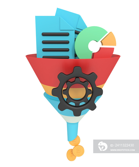 3d illustration of a marketing funnel