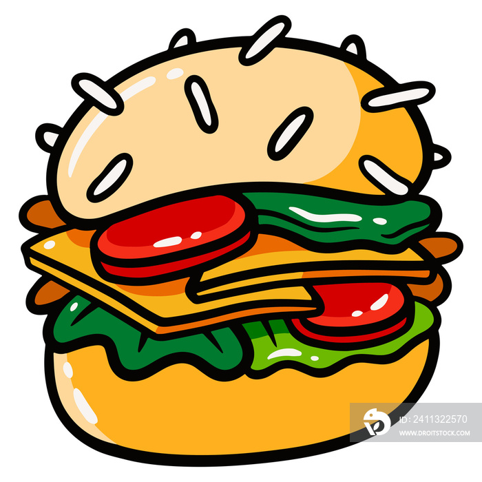 burger for tasty fast food theme design. hand drawn illustration design