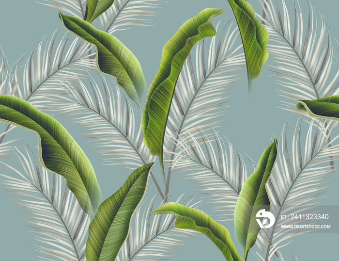 Tropical leaves. seamless stylish fashion pattern