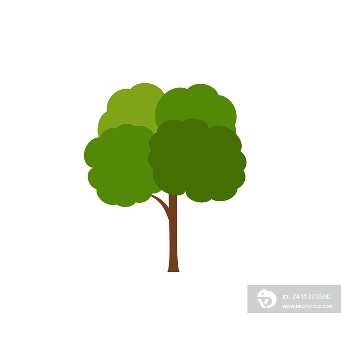 Green fertile trees in a variety of forms on the White Background.  Set of various tree sets. Trees for decorating gardens and home designs. vector illustration and icon