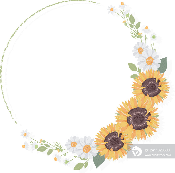 yellow sunflower wreath frame for fall harvest season