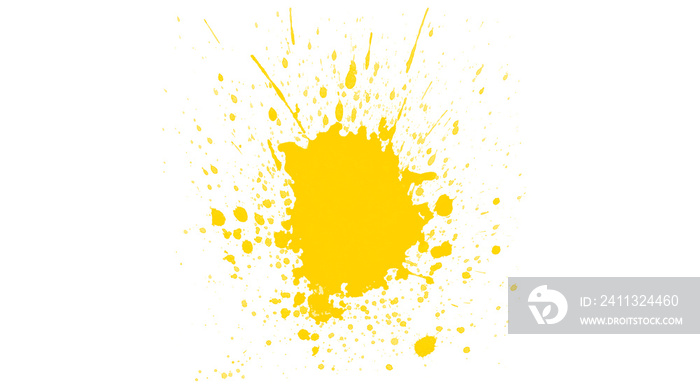 Abstract yellow paint splash isolated on white background