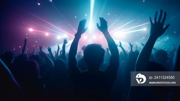 Background banner of people dancing and partying in dance or nightclub. For event and nightlife promotion.