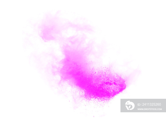 Pink explosion in motion. Pink brush isolated on white background