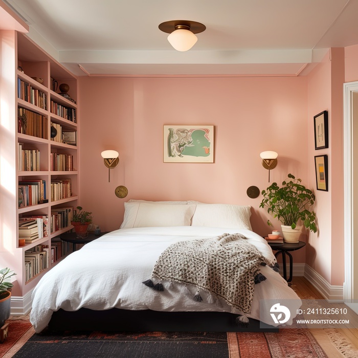 pink interior of a bedroom