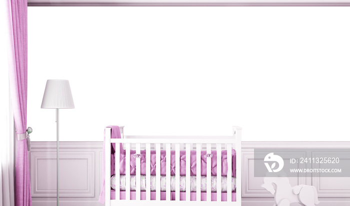 Wall mockup pink baby room