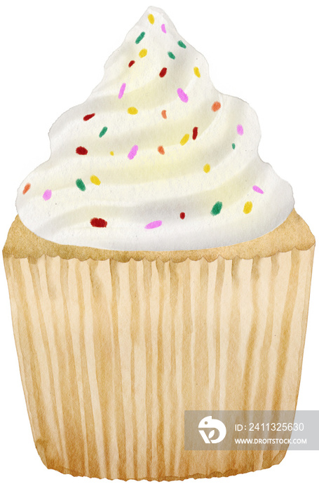 watercolor cupcake vanilla