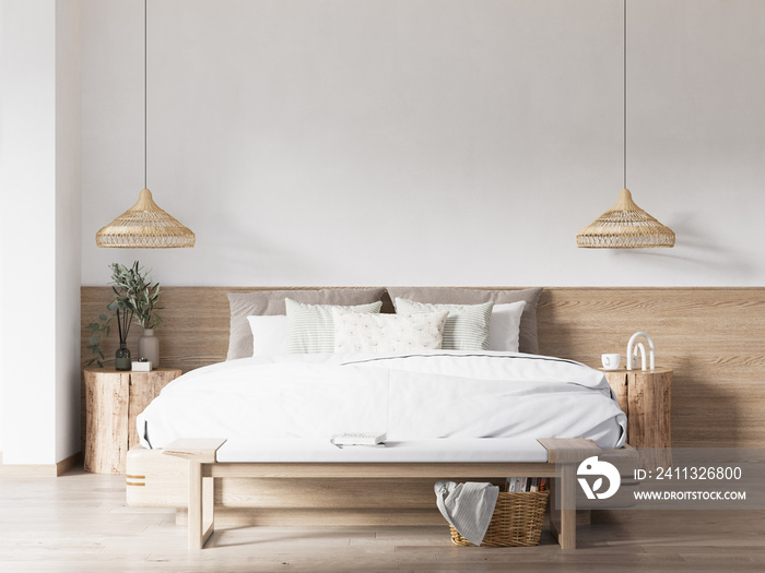 Interior Bedroom Wall Mockup - 3d Rendering, 3d Illustration