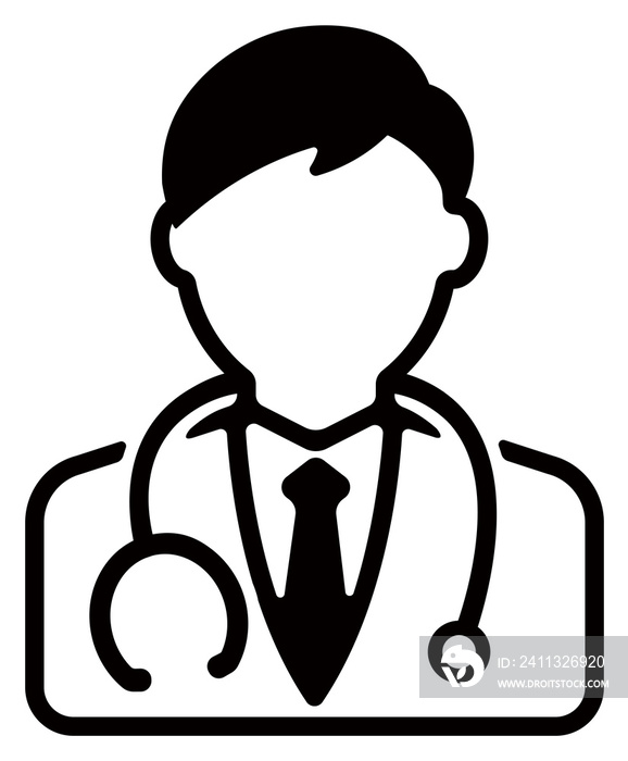 Worker avatar icon illustration (upper body) / doctor/ png ( background transparent )