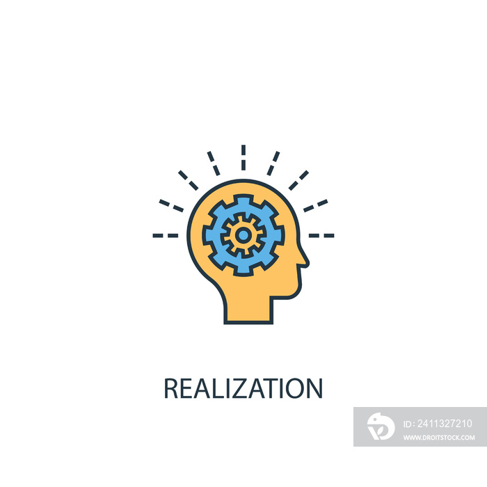 realization concept 2 colored line icon. Simple yellow and blue element illustration. realization concept outline symbol design