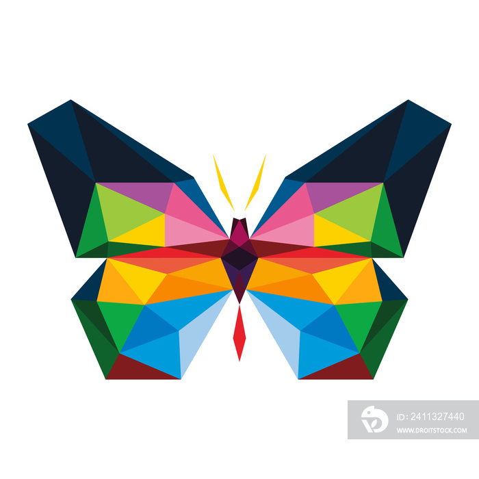 butterfly low poly geometric polygonal triangle logo icon symbol design template