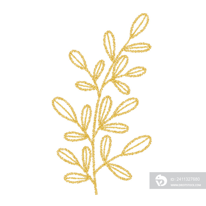 Gold Glitters Floral Line Art ornament