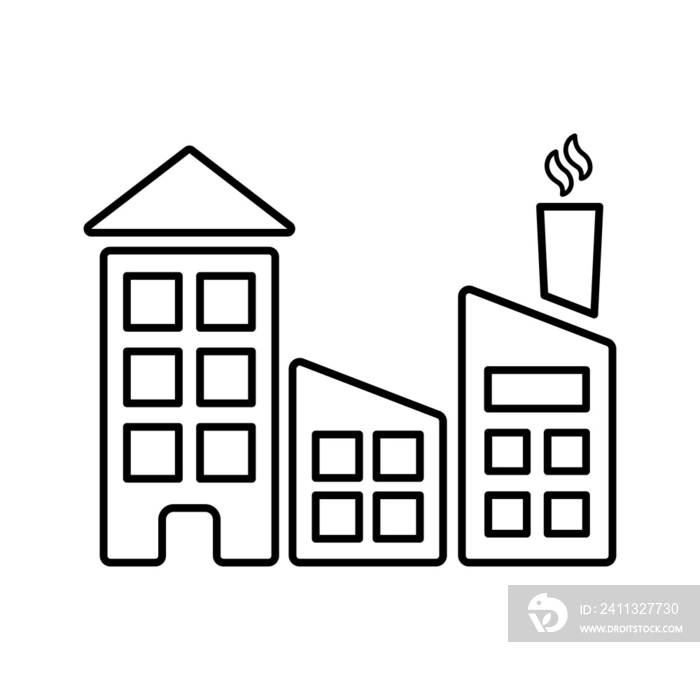 Building, company, factory outline icon. Line art vector.