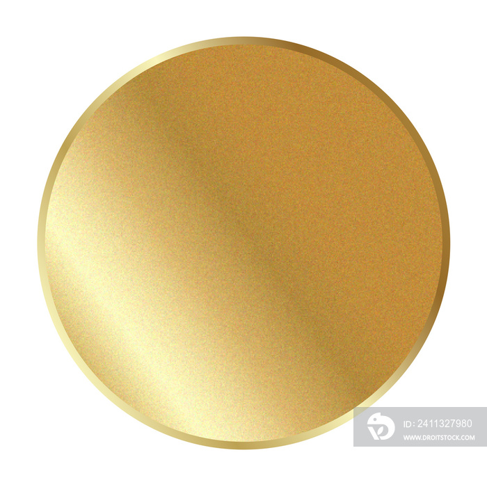 Gold circle, Realistic metal button