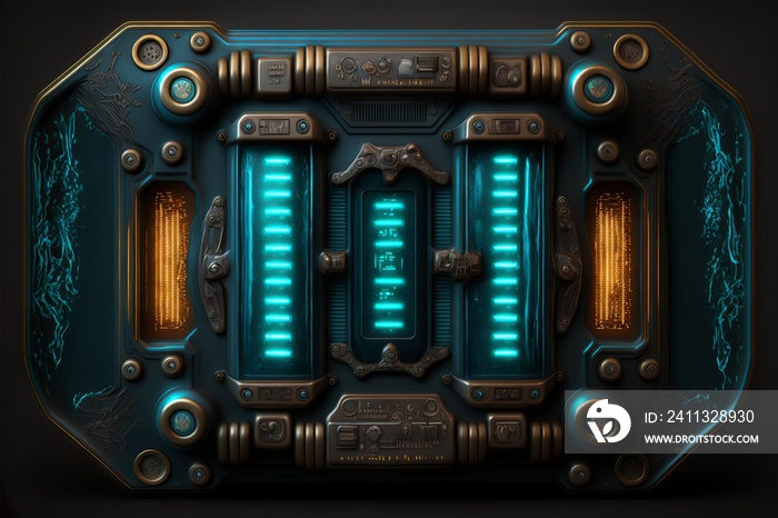 Blue led health bar indicator sci-fi ui interface of a spaceship