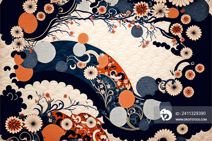 Illustration of a Japanese Pattern Illustration Design