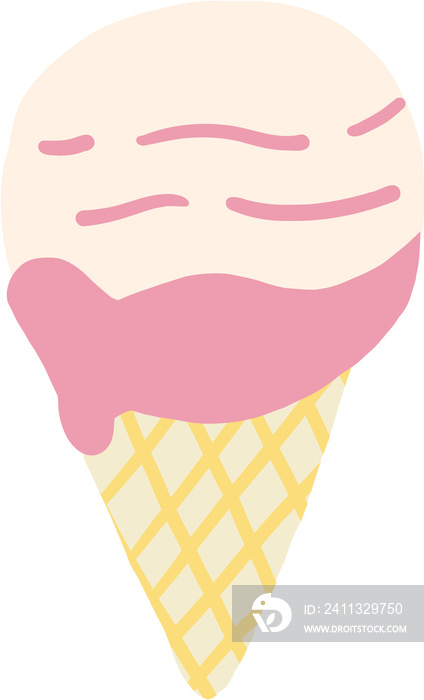 Colorful freehand drawing of a cone of icecream.