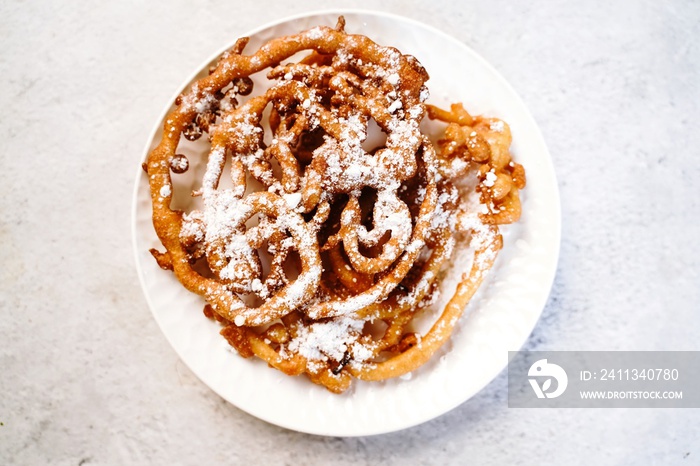 Homemade Carnival Funnel Cake, selective focus