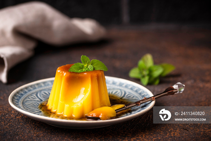 Flan or creme caramel dessert