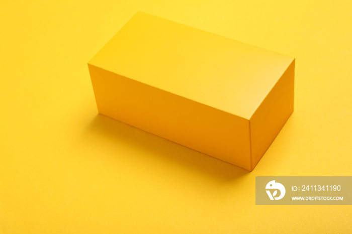 Yellow box mockup on yellow background