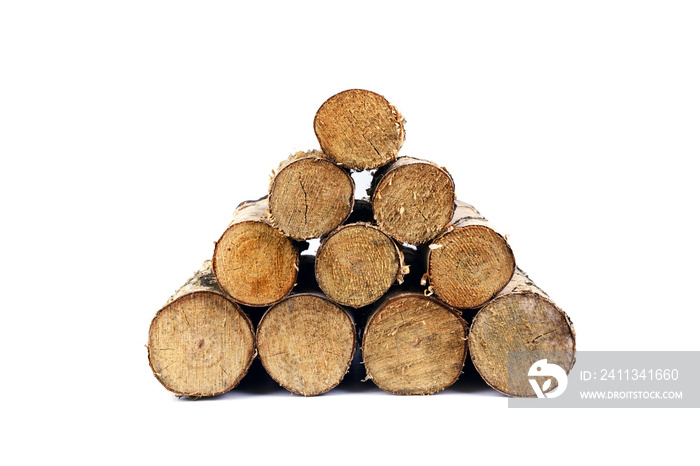 Birch firewoods stack isolated