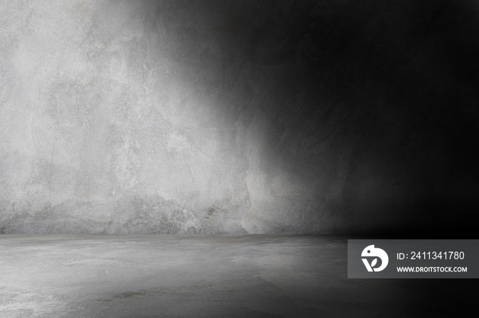 Concrete wall and floor with spot light and shadow backgrounds, use for product display for presentation and cover banner design.