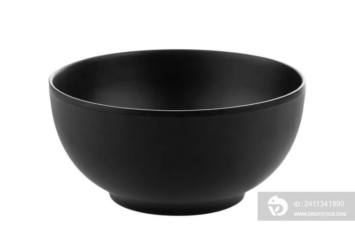 Black ceramic bowl isolated on transparent png