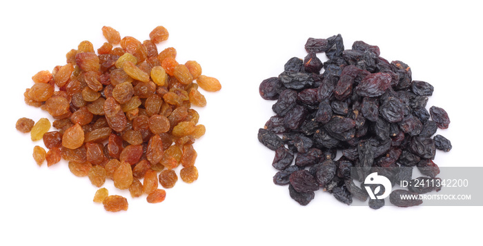 Organic dried Raisins isolated on white background