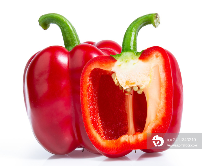 red sweet pepper isolated on white background