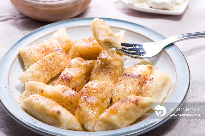 Freshly made homemade lazy dumplings