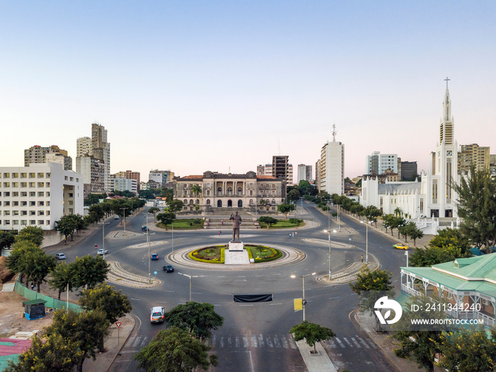 Independence square with City Hall and main Cathedral in Maputo, Mozambique