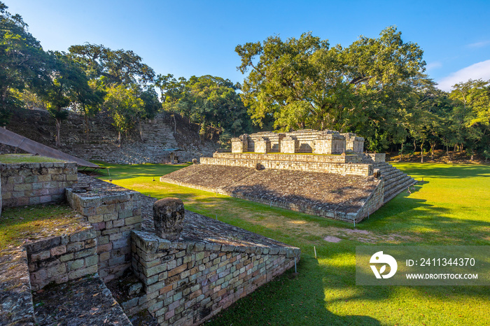 The field of the ball game in the temples of Copan Ruinas. Honduras