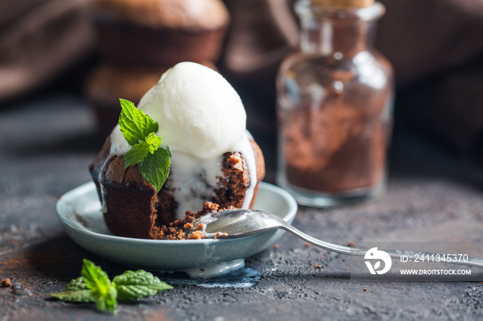 Chocolate fondant and vanilla  ice cream