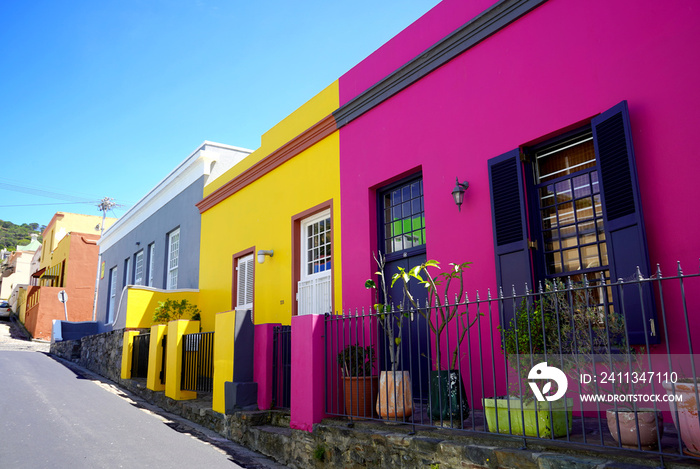 Distinctive bright houses in the bo-kaap district of Cape Town, South Africa