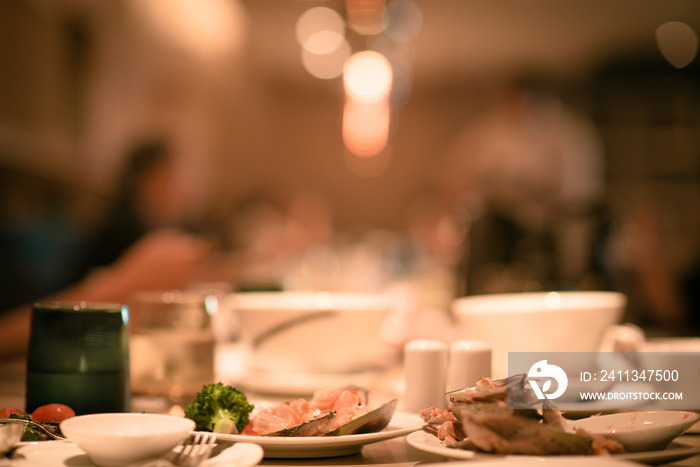 Business Conference Event. Food Meeting Buffet. Selective Focus Blur for Background.